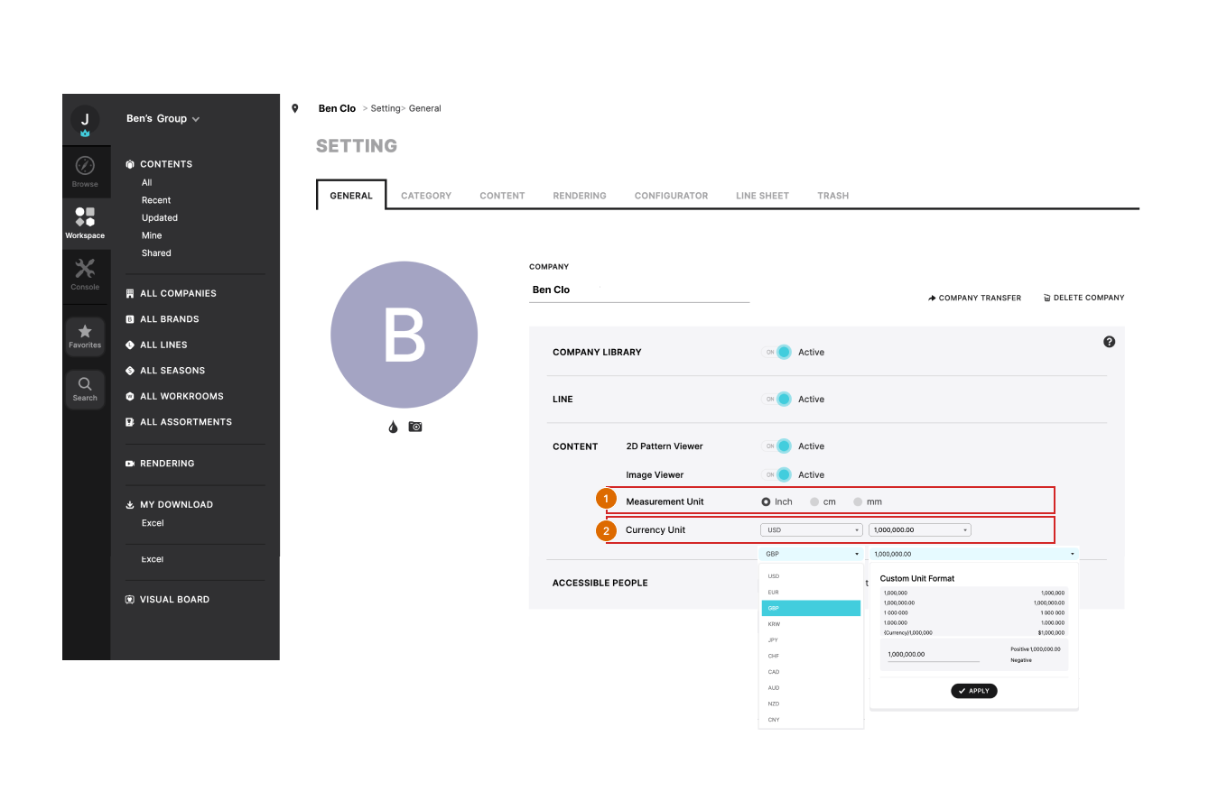 全局单位设置（测量单位和货币单位） – CLO-SET | Help Center